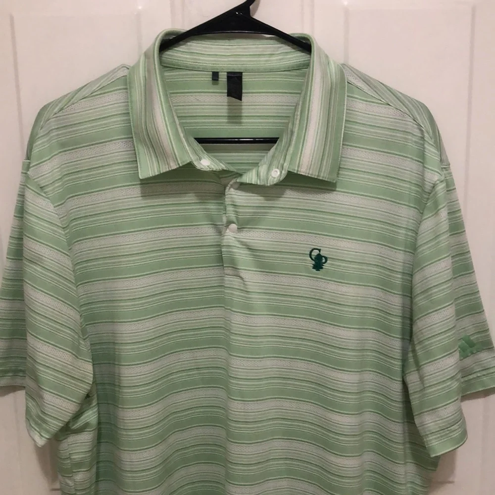 Adidas Green Stripe Golf Polo Shirt Mens XL